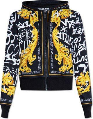 Baroque-Printed Zipped Hoodie