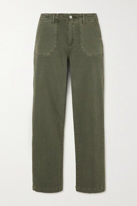 Mayslie Cropped Cotton-blend Staight-leg Cargo Pants - Green