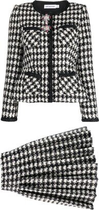 Houndstooth-Check Bouclé Skirt Suit