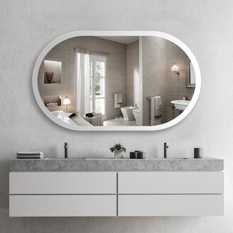 Superbrite 24X40 Bathroom Mirror with Lights Oval Led Bathroom Mirror Anti-Fog Adjustable Dimmable Lighting Frameless Horizontal Hanging