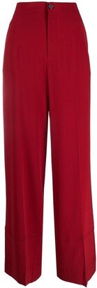 High-Waisted Wide-Leg Trousers-AY