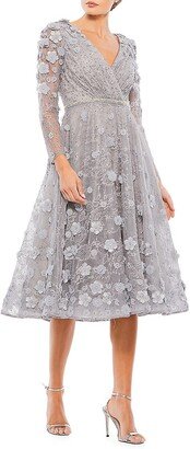 Beaded Deep-V Neck Lace Dress