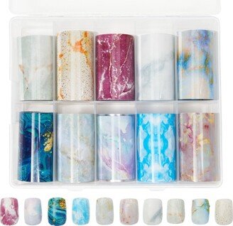 Glamlily 40 Rolls Marble Nail Sticker Wrap for Manicure Art, Transfer Decals Stickers for Acrylic & Natural Nails, 10 Designs, 1.5 x 39 in