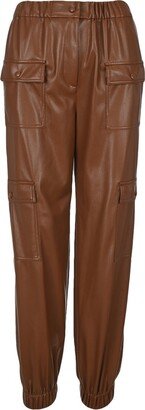 High-Waisted Faux-Leather Cargo Pants