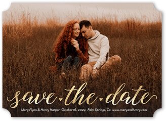 Save The Date Cards: Whimsy Celebration Save The Date, Yellow, 5X7, Matte, Signature Smooth Cardstock, Ticket