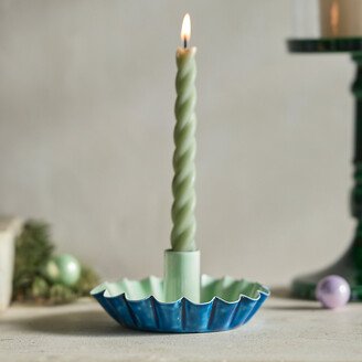 Ruffle Two-Tone Taper Candle Holder-AA