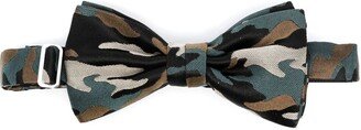 Camouflage-Print Silk Bow Tie