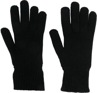 Knitted Logo-Patch Gloves