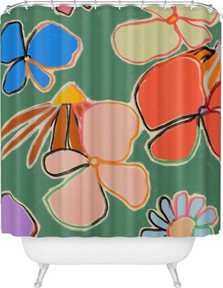 Sandrapoliakov Vintage Garden Shower Curtain Green