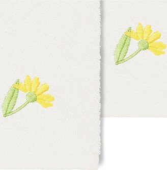 Daisy Embellished Washcloth - Set of 2 - Cream