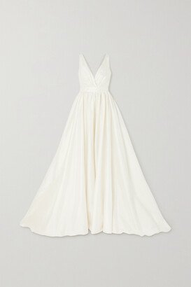 Pleated Taffeta Gown - White