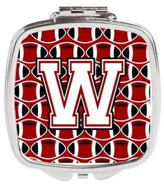 CJ1082-WSCM Letter W Football Cardinal & White Compact Mirror