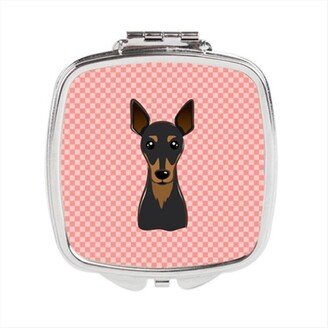 BB1240SCM Checkerboard Pink Min Pin Compact Mirror, 2.75 x 3 x .3 In.