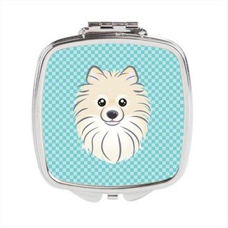 BB1145SCM Checkerboard Blue Pomeranian Compact Mirror, 2.75 x 3 x .3 In.