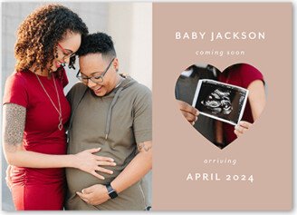 Birth Announcements: Small Heart Frame Pregnancy Announcement, Pink, 5X7, Matte, Signature Smooth Cardstock, Square