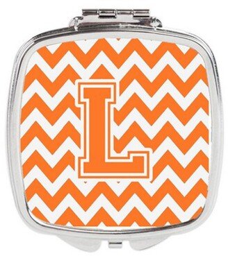 CJ1046-LSCM Letter L Chevron Orange & White Compact Mirror