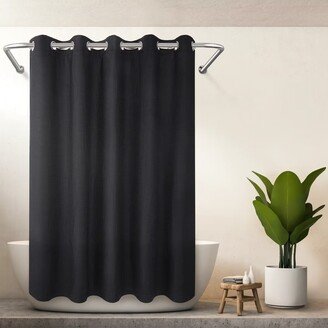 Mrs Awesome Cotton Blend Waffle Weave Shower Curtain with Snap-in Liner, No Hooks Needed