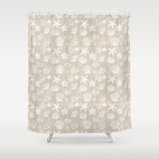 Cream Beige White Beach Shells Shower Curtain