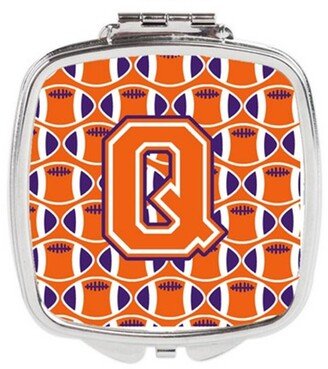 CJ1072-QSCM Letter Q Football Orange, White & Regalia Compact Mirror