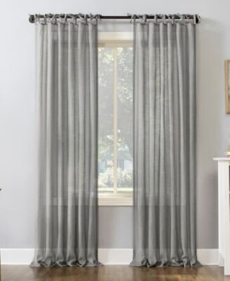 No. 918 Bethany Slub Textured Sheer Tie Top Curtain Panel Collection