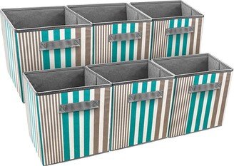 Foldable Storage Cube Basket Bin- Set of 6 - Aqua Line