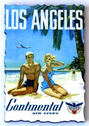 Los Angeles California Travel Poster Fridge Magnet | Wood Style