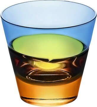 Sghr Sugahara Duo Amber & Blue Two Tone Fused Old Fashioned Glass 4.1Oz - Yellow & Orange