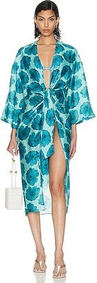 Floral Classic Midi Robe in Blue