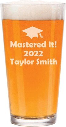 Mastered It Masters Degree Graduation 16 Oz Beer Pint Glass Gift