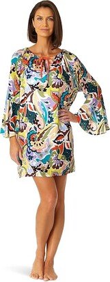 Bell Sleeve Drawstring Tunic (Multicolor) Women's Swimwear