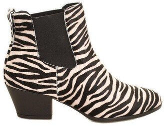 H401 Chelssea Zebra Print Ankle Boots