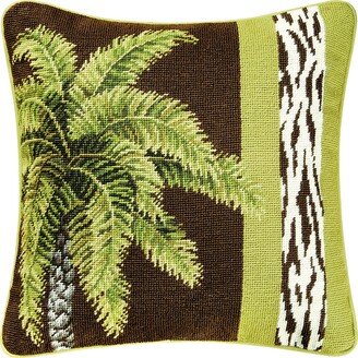 16 x 16 Palm Tree/Safari Needlepoint Pillow