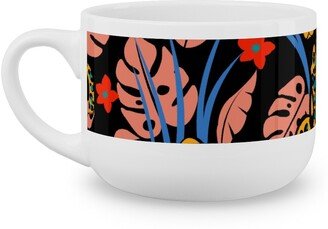 Mugs: Leopard - Multi On Black Latte Mug, White, 25Oz, Multicolor