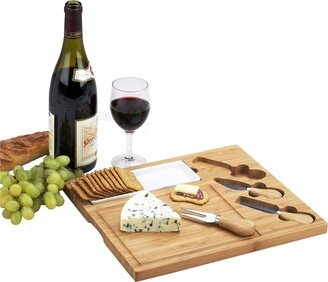 Celtic Bamboo Cheese Board with Ceramic Dish and 3 Cheese Tools