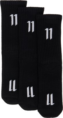 Three-Pack Black Calf-High Socks