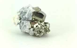 Pyrite With Manganese Bearing Calcite | Mangano, Huanzala Mine, Huallanca, Huallanca District, Bolognesi Province, Ancash Department, Peru