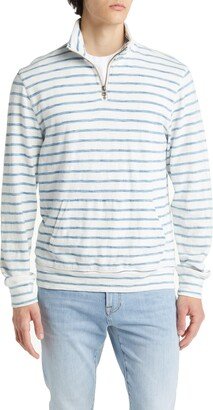 Leorio Stripe Quarter Zip Cotton Pullover