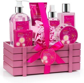 Lovery Home Spa Gift Basket - Luxury Flower Dandelion 8 pc Gift set