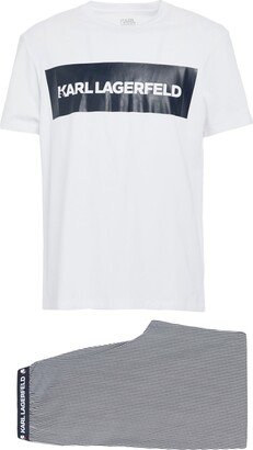 Printed Pj T-shirt Set Sleepwear White