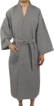 Leisureland Men's Waffle Weave 48-inch Kimono Robe-AA