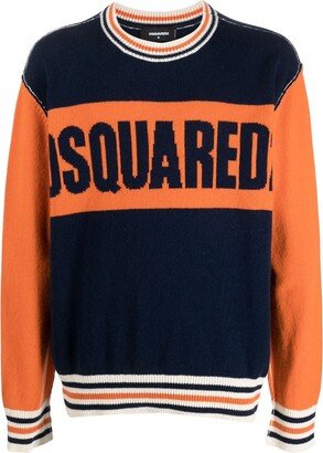 College intarsia-knit logo crew-neck jumper