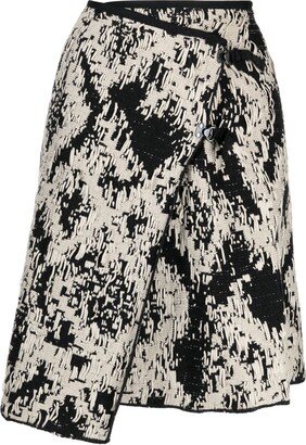 Pattern-Jacquard Asymmetric Midi Skirt