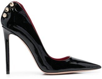 HARDOT 110mm Bar-Detail Patent Leather Pumps-AB