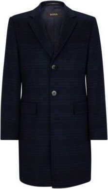 Slim-fit coat in checked virgin wool and cashmere