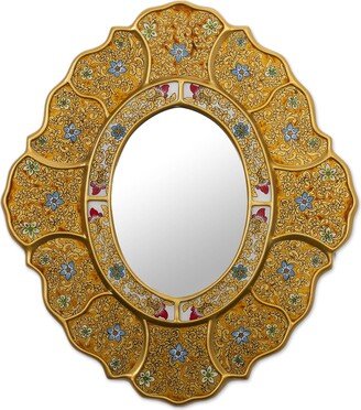 Handmade Floral Gold glass wall mirror