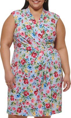 Floral-print Faux-wrap Dress (Plus Size)