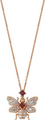 Bee Goddess Honey Bee 14K Rose Gold, Ruby & 0.26 TCW Diamond Necklace