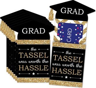 Big Dot of Happiness Tassel Worth The Hassle - Gold - Graduation Party Money and Gift Card Sleeves - Nifty Gifty Card Holders - Set of 8