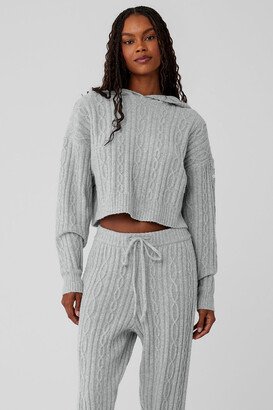 Cable Knit Winter Bliss Hoodie in Athletic Heather Grey, Size: XS |