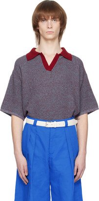 Blue & Red Spread Collar Polo